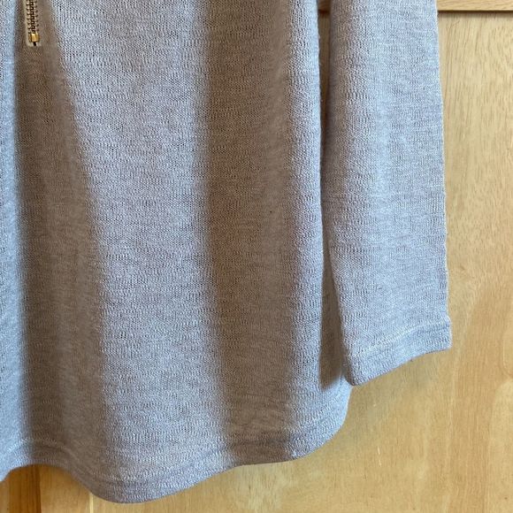 Soft Surroundings Women's Stone Tan Valentina Zip Long Sleeve Sweater V-Neck SZM - Picture 5 of 9